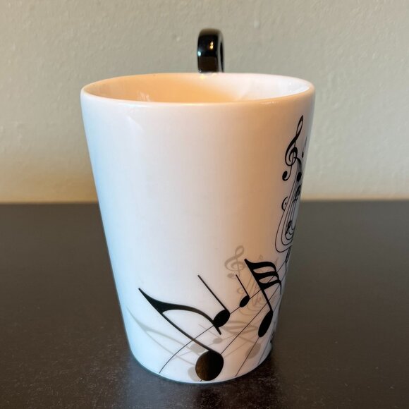 Musical Notes Ceramic Cup Mug w/ Treble Clef Handle ~ Music Lover ~ Musician - Picture 3 of 8